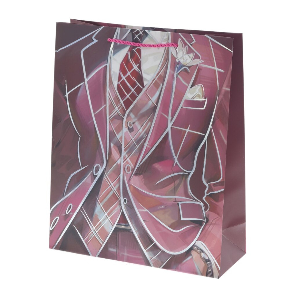 Пакет подарочный M (бумага 210г/м2, блок микс 12шт), L26 W10 H32 см, 4в.