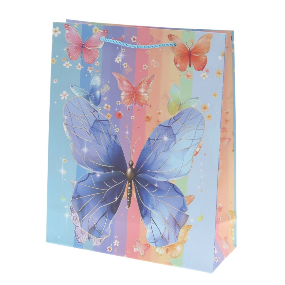 Пакет подарочный M (бумага 210г/м2, блок микс 12шт), L26 W10 H32 см, 4в.