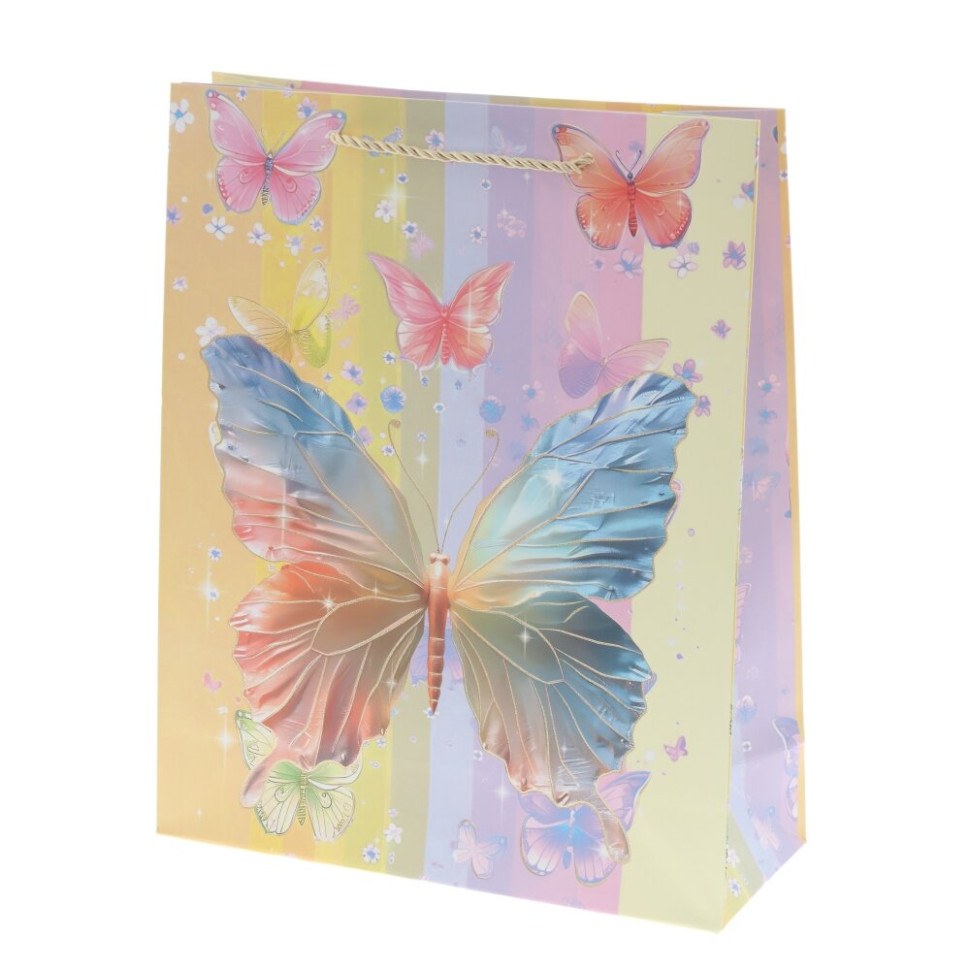 Пакет подарочный M (бумага 210г/м2, блок микс 12шт), L26 W10 H32 см, 4в.