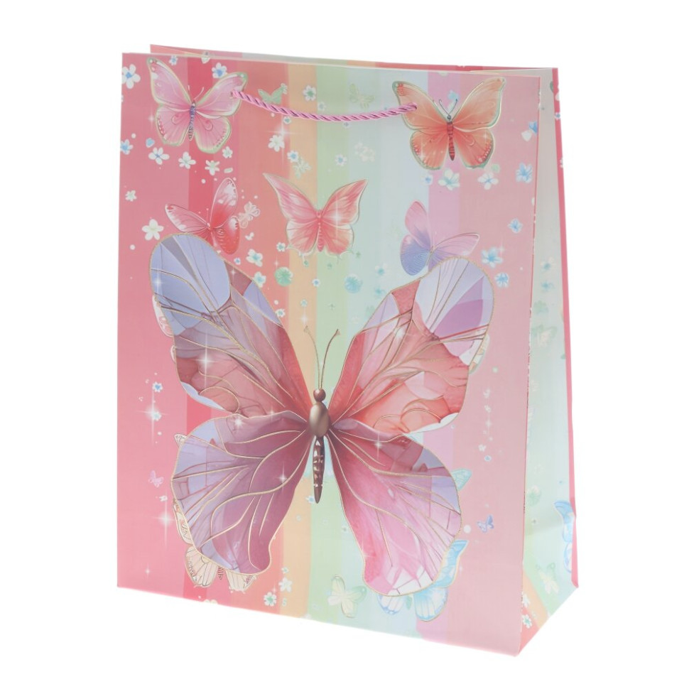 Пакет подарочный M (бумага 210г/м2, блок микс 12шт), L26 W10 H32 см, 4в.