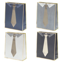 Пакет подарочный M (бумага 210г/м2, блок микс 12шт), L26 W10 H32 см, 4в.