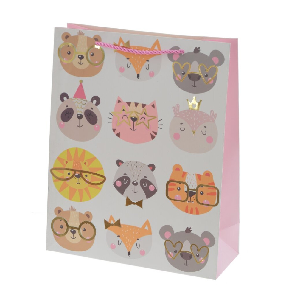 Пакет подарочный M (бумага 210г/м2, блок микс 12шт), L26 W10 H32 см, 4в.