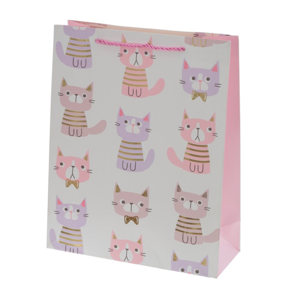 Пакет подарочный M (бумага 210г/м2, блок микс 12шт), L26 W10 H32 см, 4в.