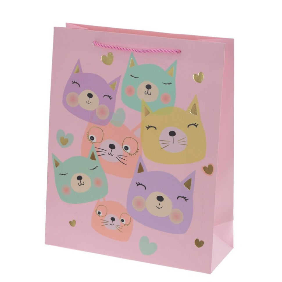 Пакет подарочный M (бумага 210г/м2, блок микс 12шт), L26 W10 H32 см, 4в.