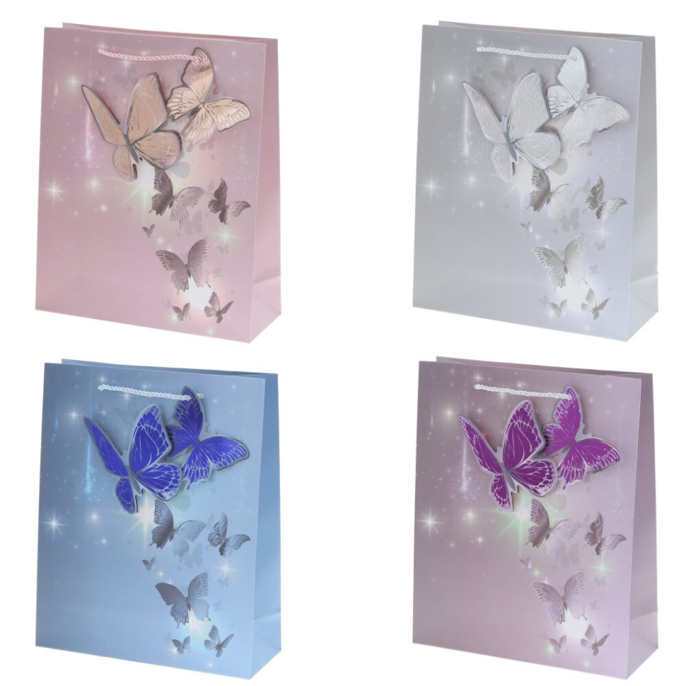 Пакет подарочный M (бумага 210г/м2, блок микс 12шт), L26 W10 H32 см, 4в.