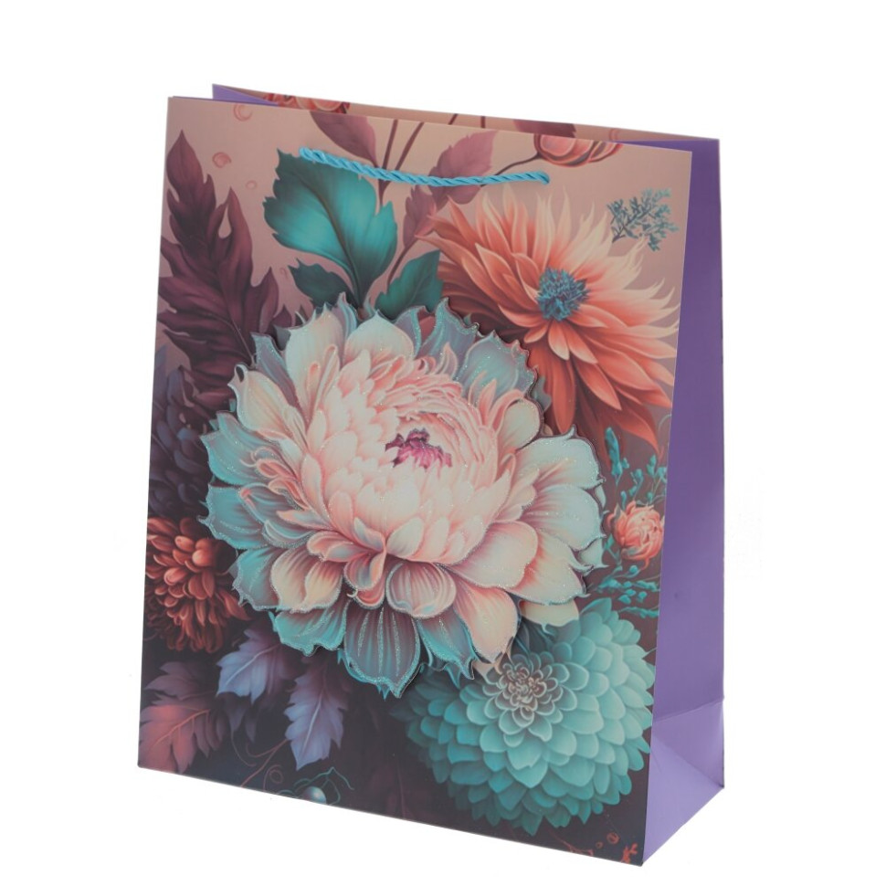 Пакет подарочный M (бумага 210г/м2, блок микс 12шт), L26 W10 H32 см, 4в.