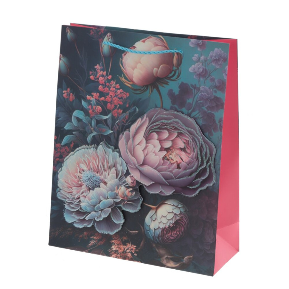 Пакет подарочный M (бумага 210г/м2, блок микс 12шт), L26 W10 H32 см, 4в.