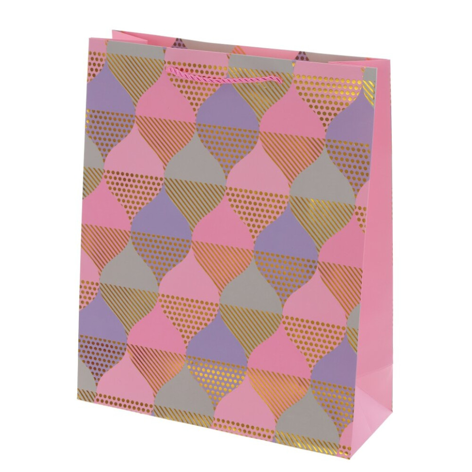 Пакет подарочный M (бумага 210г/м2, блок микс 12шт), L26 W10 H32 см, 4в.