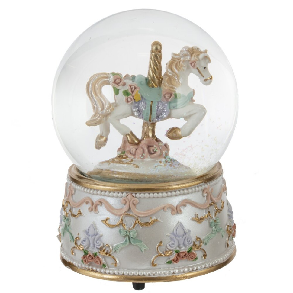 Фигурка декоративная в стекл шаре"Карусель" (ключ, муз), D 10 см, L9,5 W10 H14 см