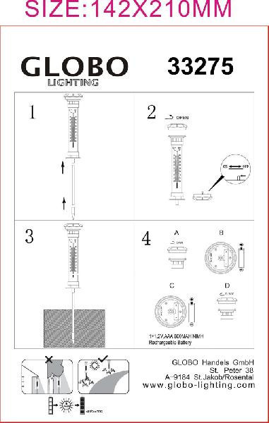 Наземный светильник Solar 33275 Globo
