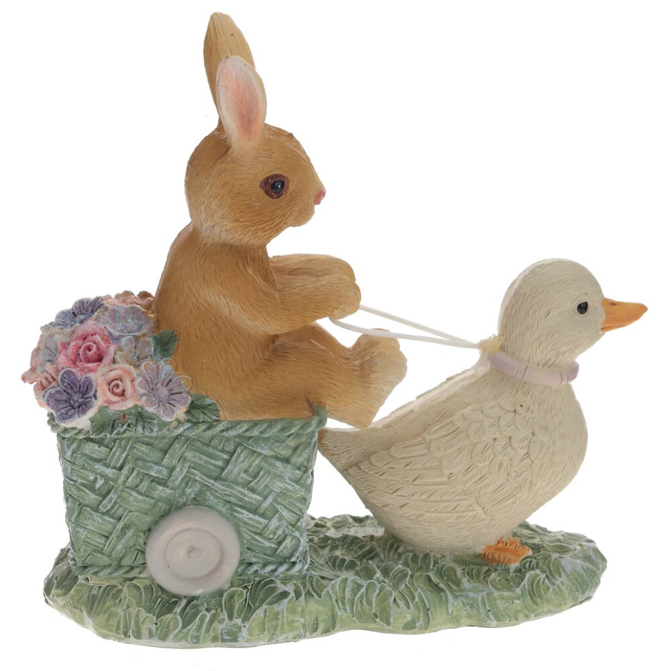 Фигурка декоративная "Заяц с уткой", L14 W6 H13 см