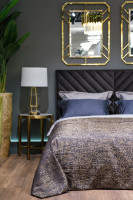 Лампа настольная прозрачное стекло/золото (белый абажур)