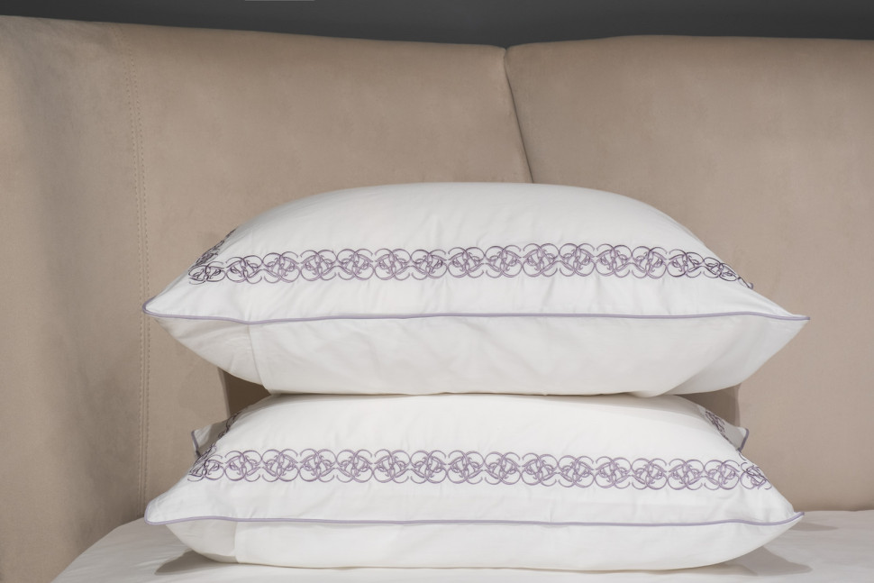 Комплект из 2х наволочек "Фиори" 50х70см сиренево-белый