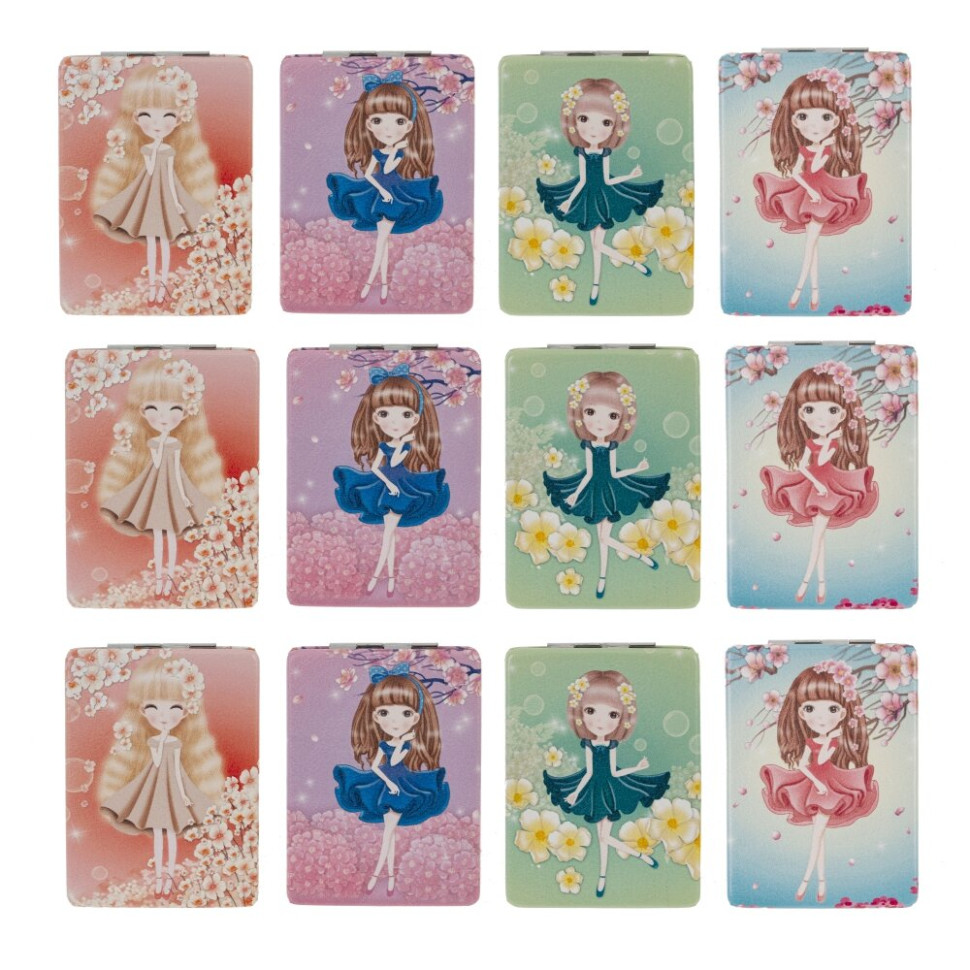 Зеркало карманное (блок 12шт), L6 W8,5 H1 см, 4в.