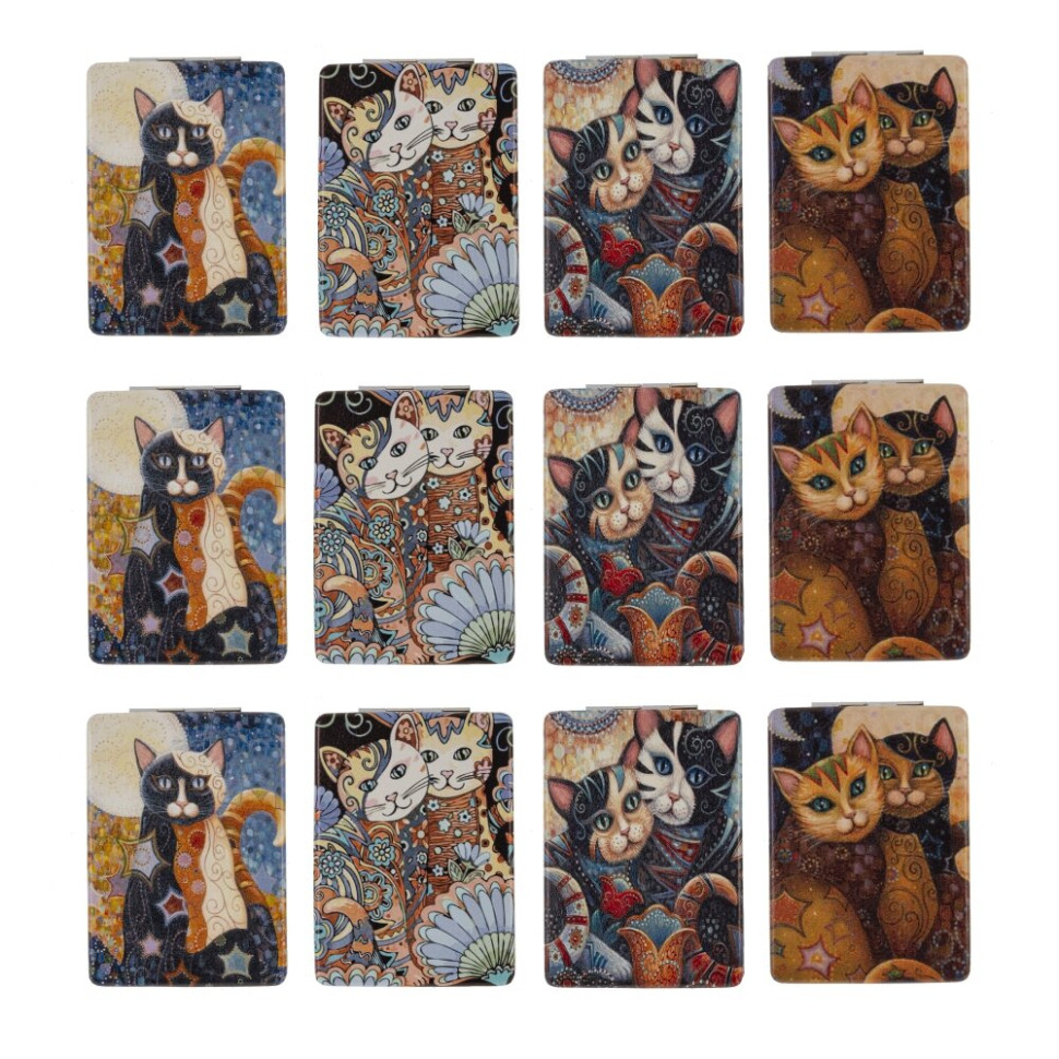 Зеркало карманное (блок 12шт), L6 W8,5 H1 см, 4в.