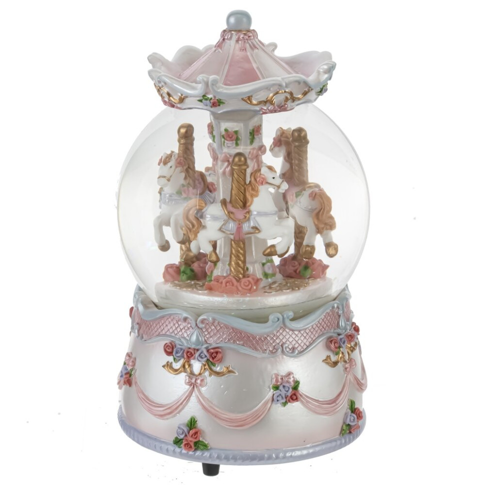 Фигурка декоративная в стекл шаре "Карусель" (ключ,муз, движ), D10 см, L9,5 W9,5 H17,5 см, 2в.