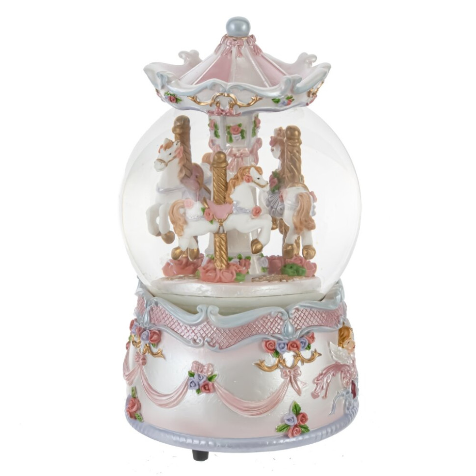Фигурка декоративная в стекл шаре "Карусель" (ключ,муз, движ), D10 см, L9,5 W9,5 H17,5 см, 2в.