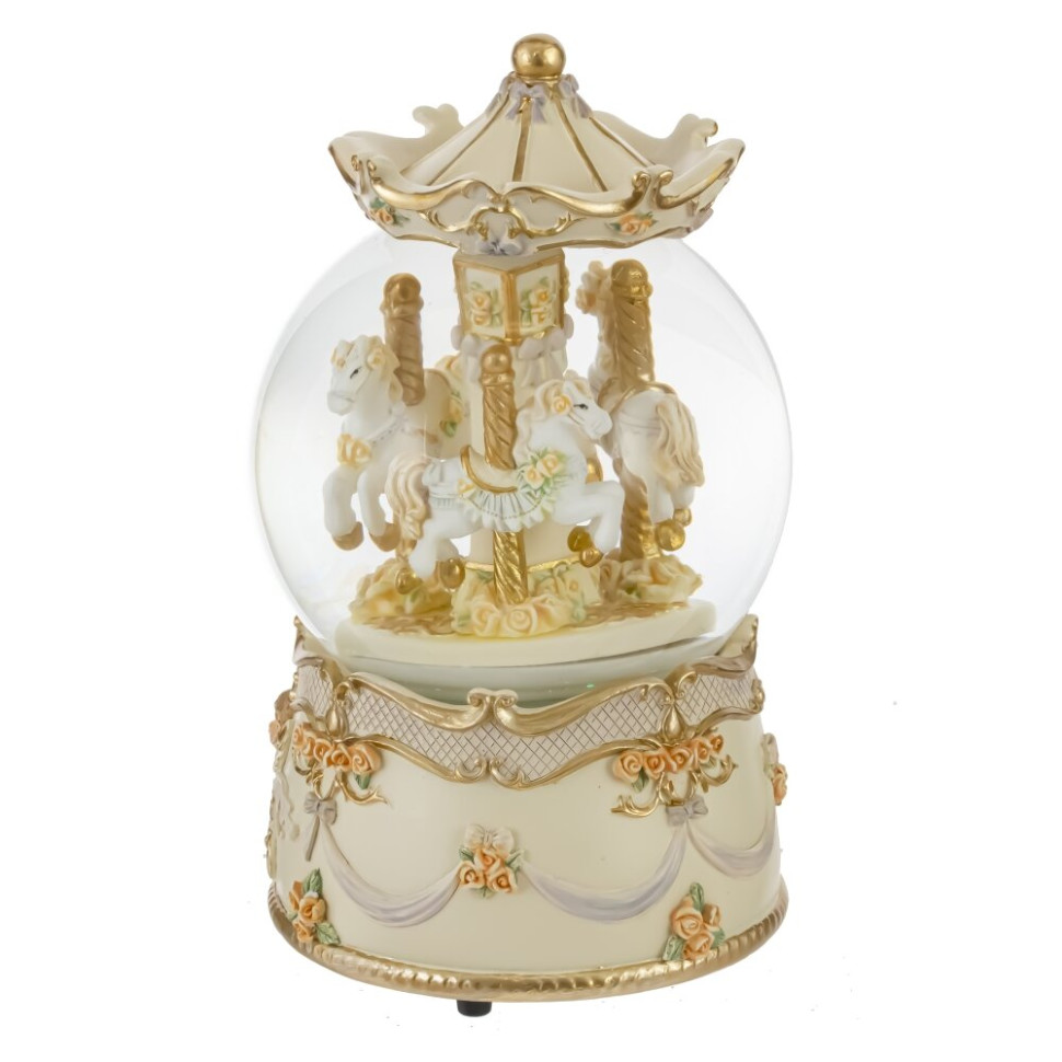 Фигурка декоративная в стекл шаре "Карусель" (ключ,муз, движ), D10 см, L9,5 W9,5 H17,5 см, 2в.