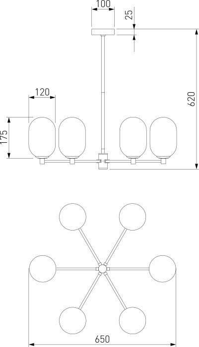 Потолочная люстра Loona 60161/6 латунь Eurosvet